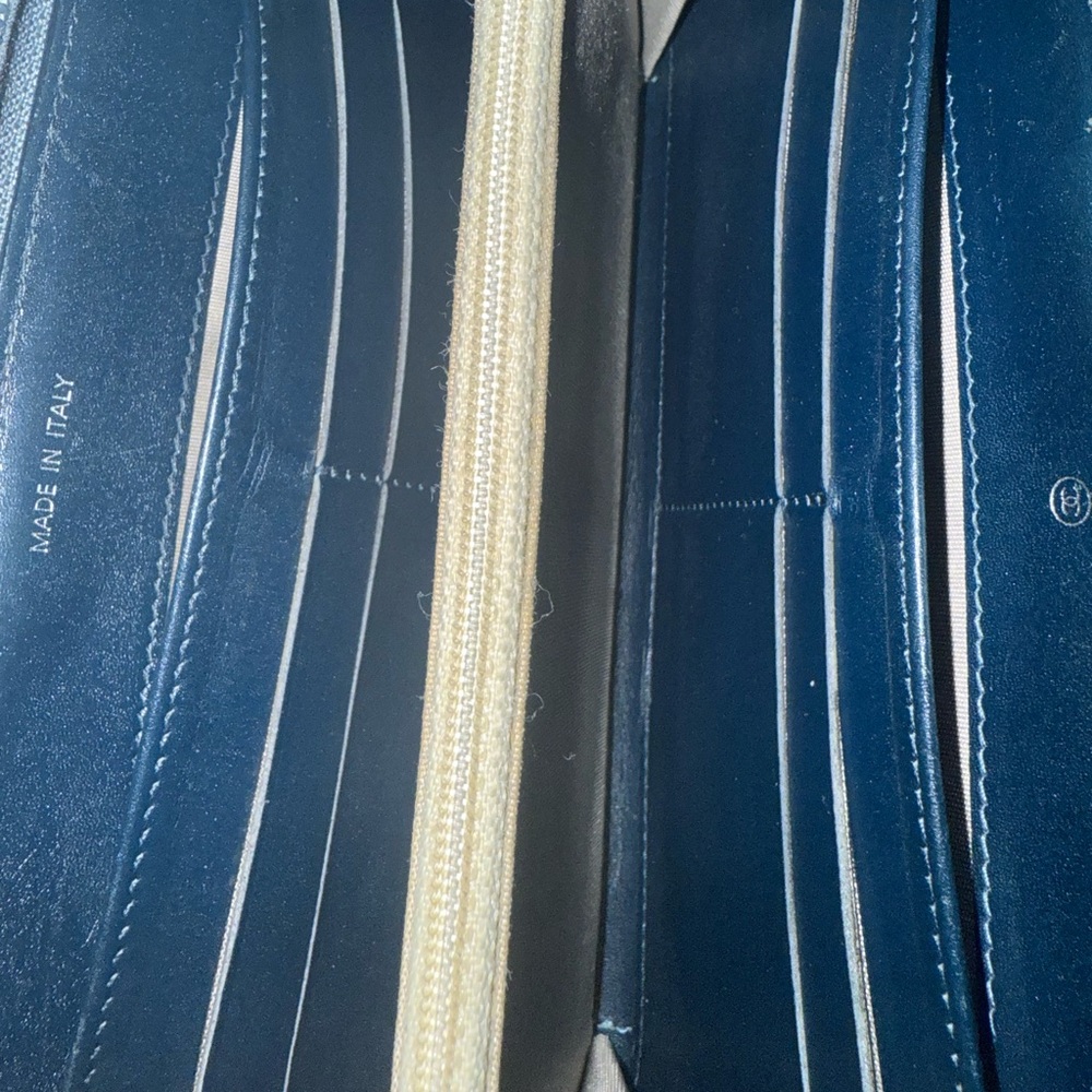 EUC! CHANEL - Blue Caviar Leather CC Timeless Zip Around Organizer Wallet - Picture 9 of 16
